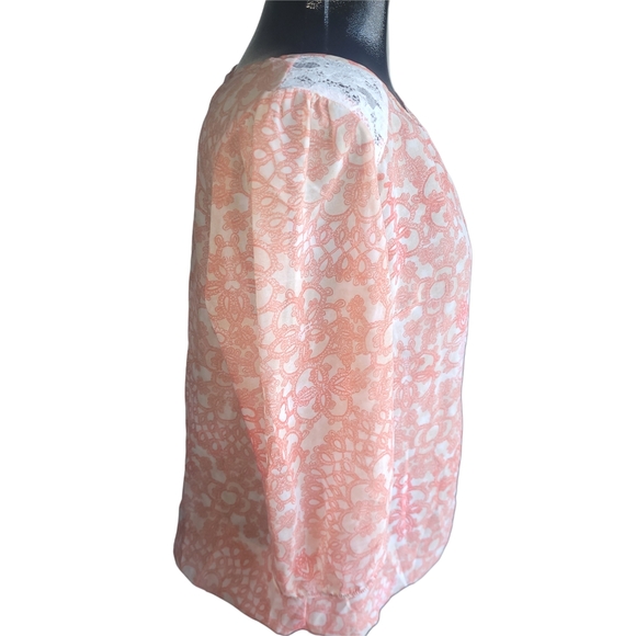 Ricki's Peach and Cream Blouse L - Picture 3 of 6
